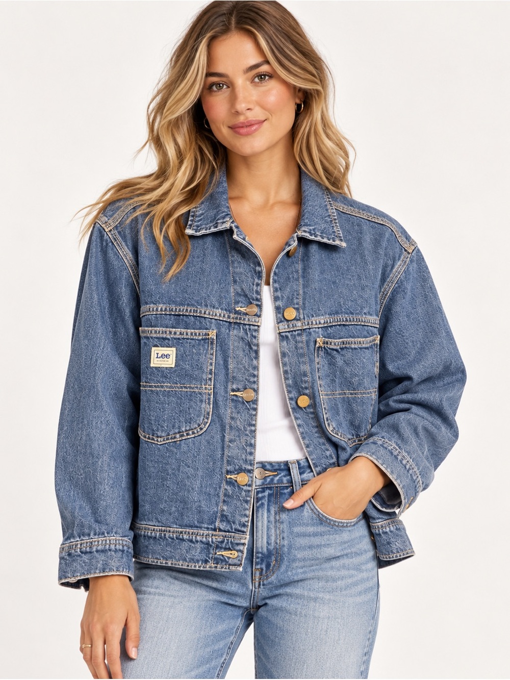 Lee medium-wash denim chore/workwear jacket MEDIUM